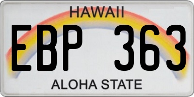 HI license plate EBP363