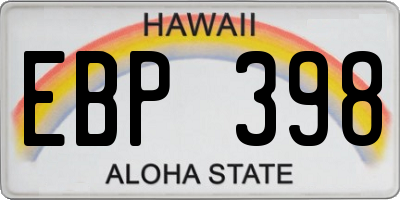 HI license plate EBP398