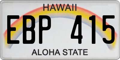 HI license plate EBP415