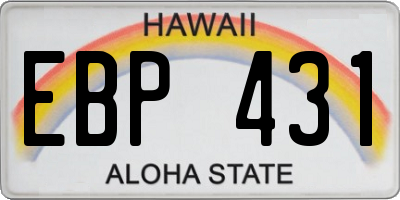 HI license plate EBP431