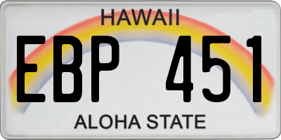 HI license plate EBP451