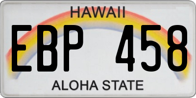 HI license plate EBP458