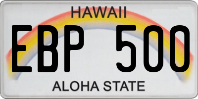 HI license plate EBP500