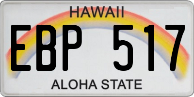 HI license plate EBP517
