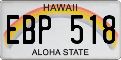HI license plate EBP518