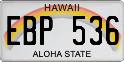 HI license plate EBP536