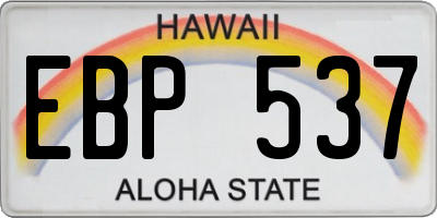 HI license plate EBP537