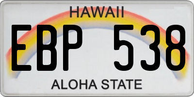 HI license plate EBP538