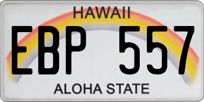 HI license plate EBP557