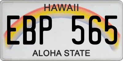 HI license plate EBP565