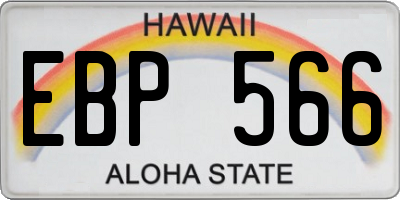 HI license plate EBP566