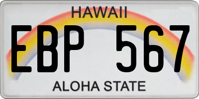 HI license plate EBP567