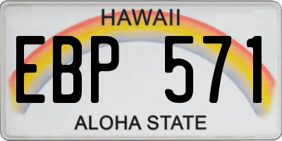 HI license plate EBP571