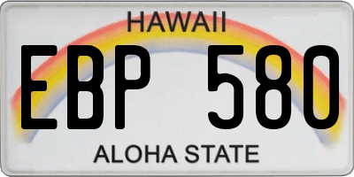 HI license plate EBP580