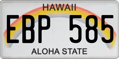 HI license plate EBP585