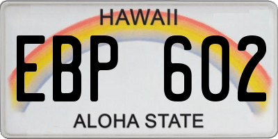 HI license plate EBP602