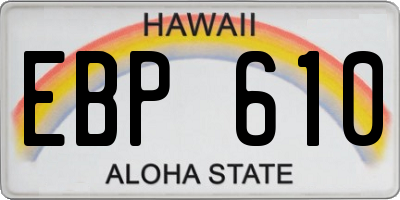 HI license plate EBP610