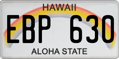 HI license plate EBP630
