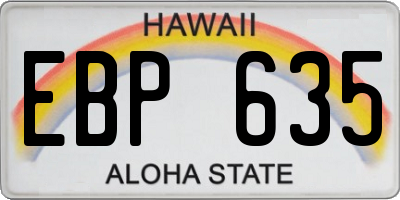 HI license plate EBP635
