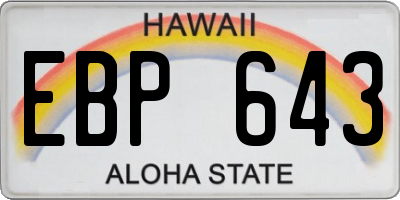 HI license plate EBP643