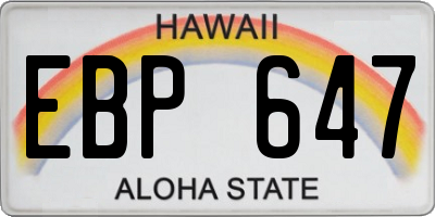 HI license plate EBP647