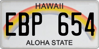 HI license plate EBP654