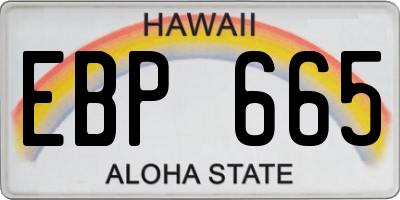 HI license plate EBP665