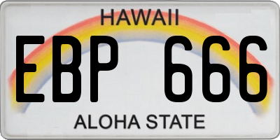 HI license plate EBP666
