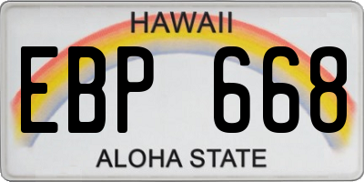 HI license plate EBP668