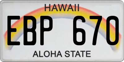 HI license plate EBP670