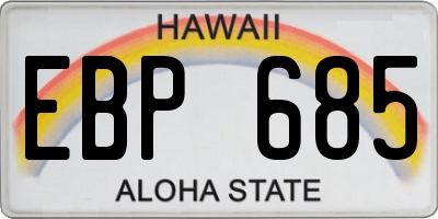 HI license plate EBP685