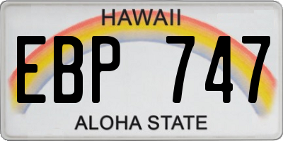 HI license plate EBP747