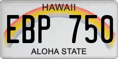 HI license plate EBP750