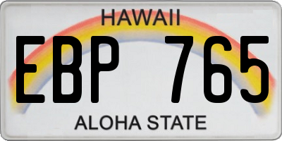 HI license plate EBP765