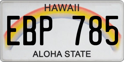 HI license plate EBP785
