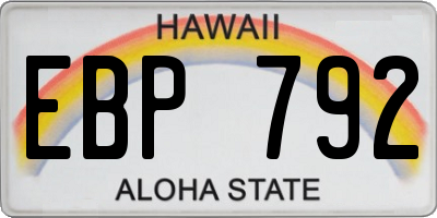HI license plate EBP792
