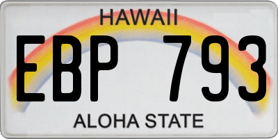 HI license plate EBP793