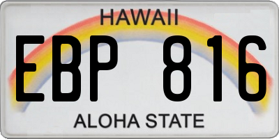 HI license plate EBP816