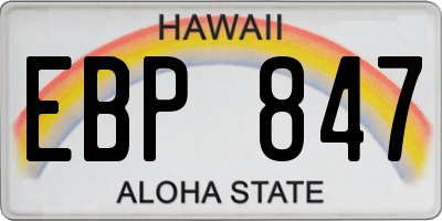 HI license plate EBP847