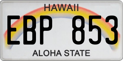 HI license plate EBP853