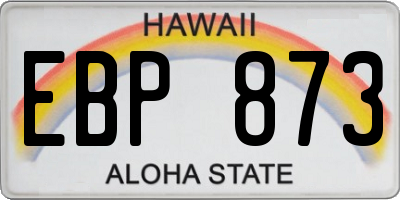 HI license plate EBP873