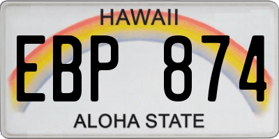 HI license plate EBP874