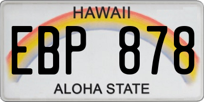 HI license plate EBP878