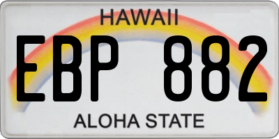 HI license plate EBP882