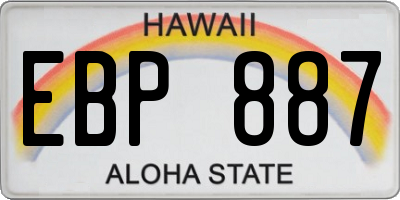 HI license plate EBP887