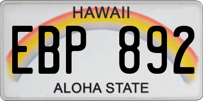 HI license plate EBP892