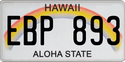 HI license plate EBP893
