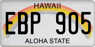 HI license plate EBP905
