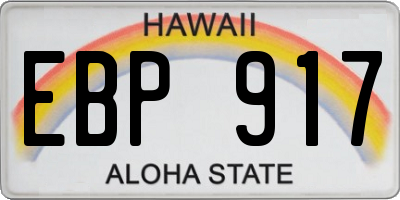 HI license plate EBP917