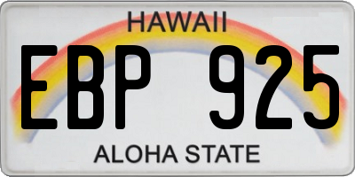 HI license plate EBP925
